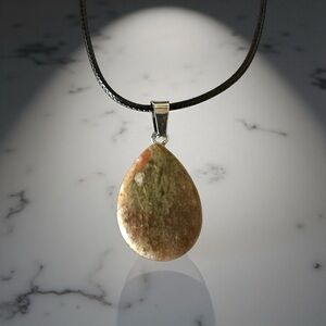 ⭐️ 5 for $25 Natural Stone Water Droplet Pendant Necklace on a Black Cord